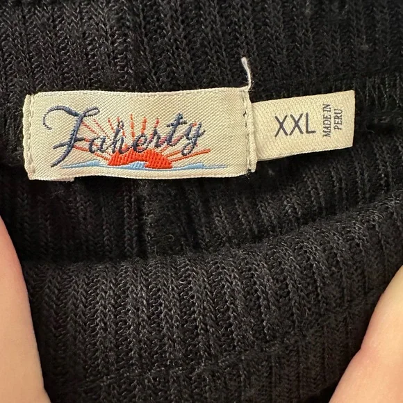 Faherty Black Legend Ribbed Roscoe Wide Leg Pants XXL - Picture 10 of 12